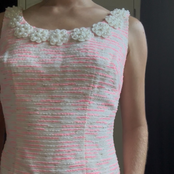 Lilly Pulitzer Pink and White Tweed Boucle and Pearl Nina Dress - Picture 13 of 14